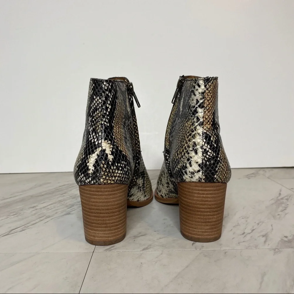 Madewell Rosie Snakeskin Print Heeled Booties 9